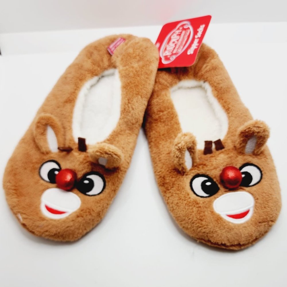 Rudolph The Red Nosed Reindeer Women's Pull-on SLipper Socks -Brown-NWT